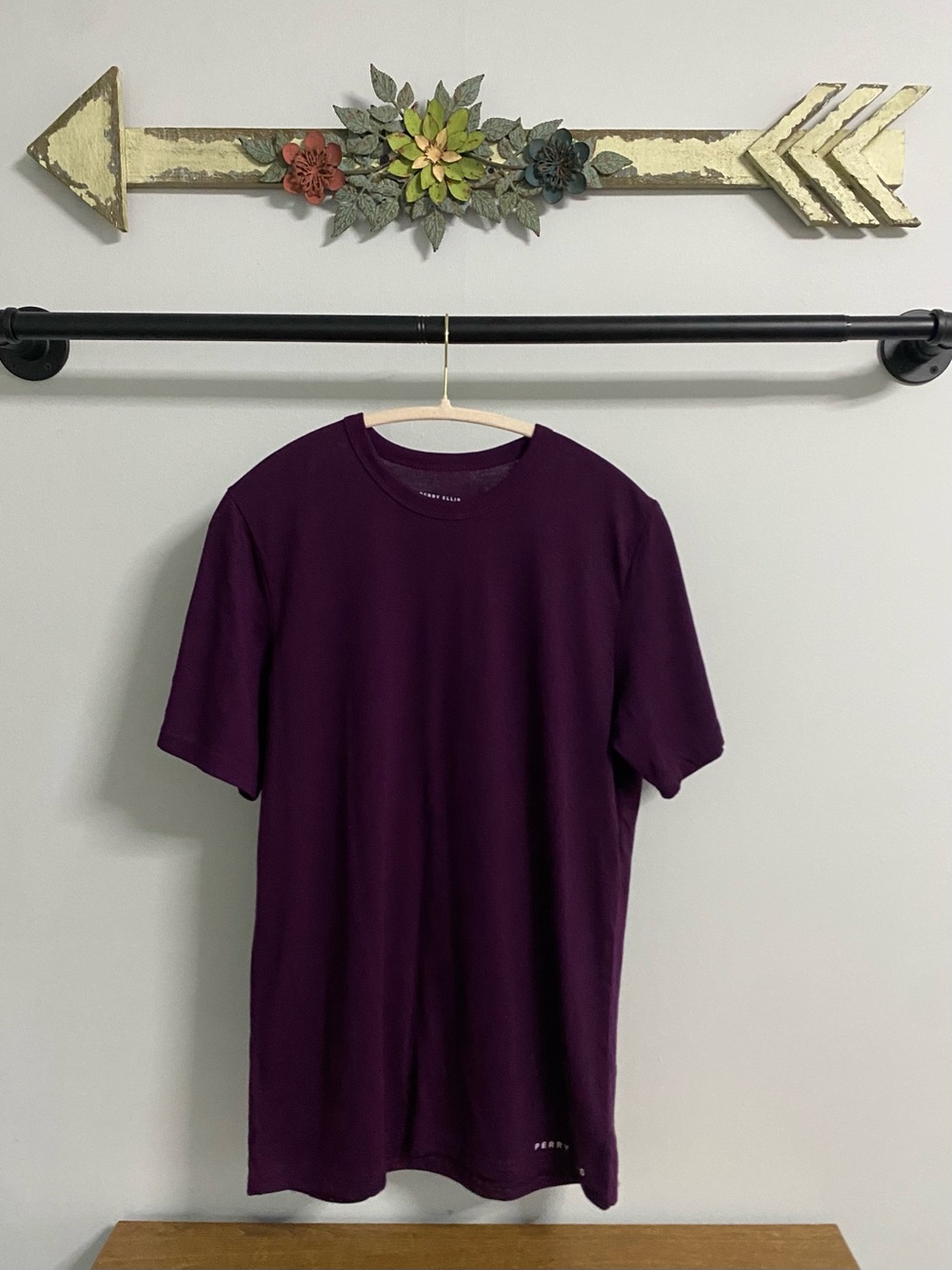 Perry Ellis Short Sleeve Crew Tee - Deep Plum